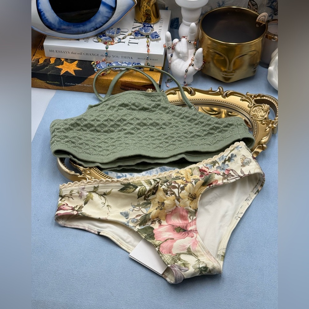 🆕 ZIMMERMANN KIDS 🧿 NWOT Waverly Knit Bandeau Bikini, Mismatched Floral Sz 10Y - Picture 6 of 14